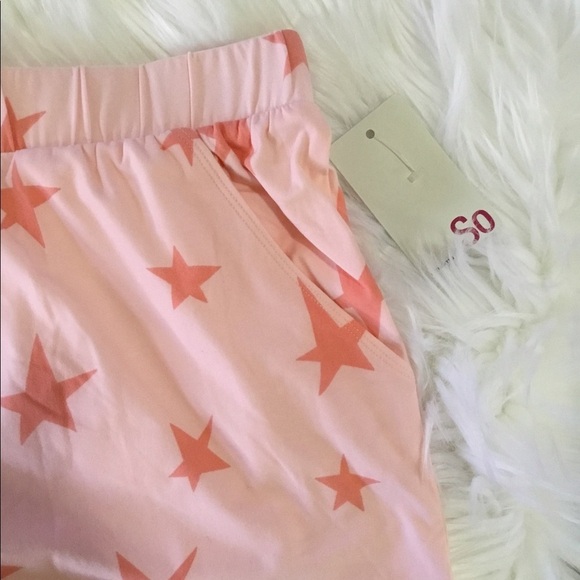 SO 1X pink with coral stars pajama shorts with pockets - Picture 8 of 11